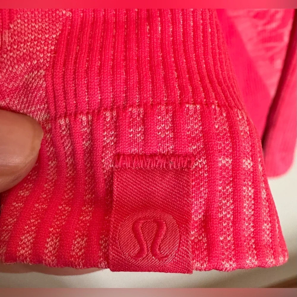 Lululemon Swiftly Tech Long Sleeve Top Neon Coral Pink Thumbholes Size 6